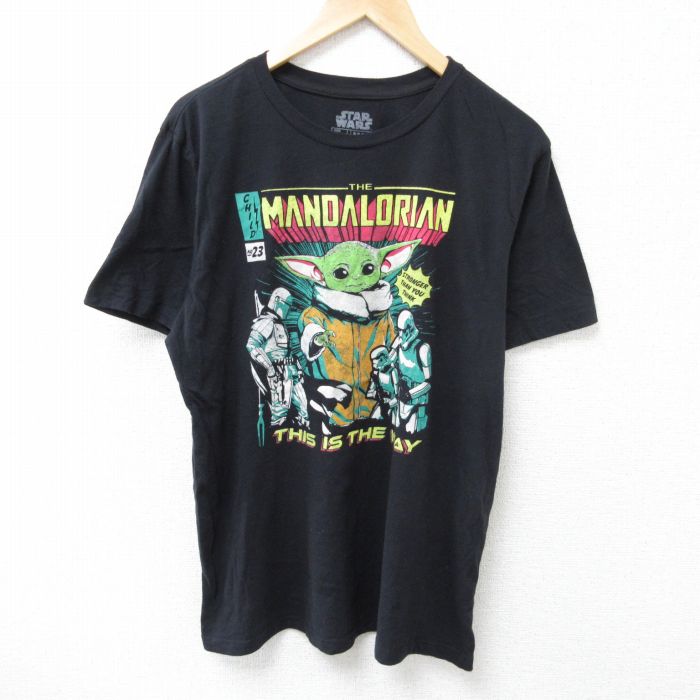 【20%OFF】XL★古着 半袖 Tシャツ メンズ スターウォーズ STAR WARS グローグー クルーネック 黒 ブラック 【spe】 25jun19 中古