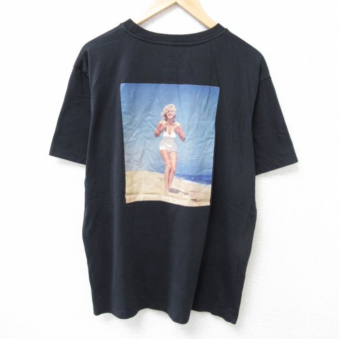 XL★古着 半袖 Tシャツ メンズ マリリンモンロー クルーネック 黒 ブラック 25jun19 中古