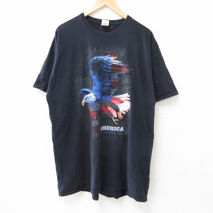 XL★古着 フルーツオブザルーム 半袖 Tシャツ メンズ 鳥 大きいサイズ コットン クルーネック 黒 ブラック 25jun18 中古