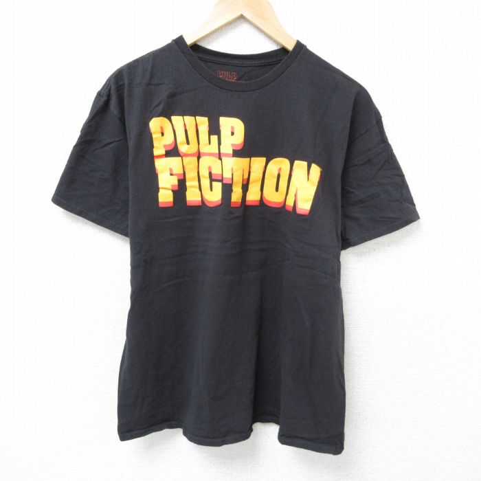 L★古着 半袖 Tシャツ メンズ 映画 パルプフィクション コットン クルーネック 黒 ブラック 【spe】 25jun19 中古