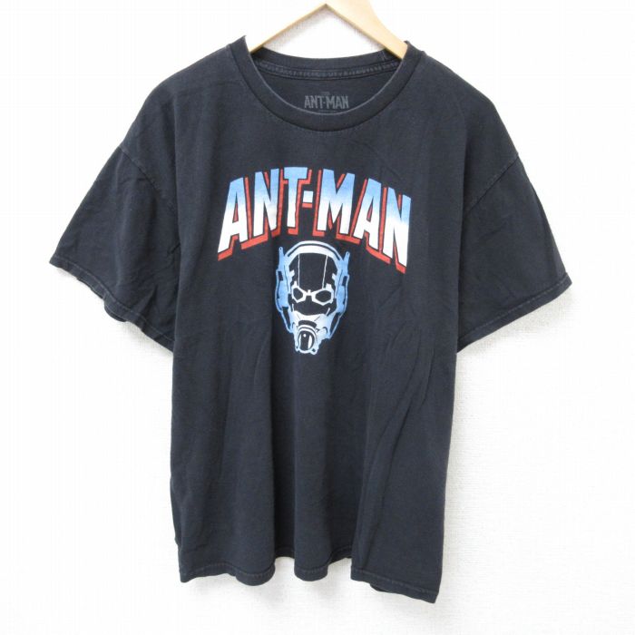 XL★古着 半袖 Tシャツ メンズ マーベル アントマン コットン クルーネック 黒 ブラック 25jun19 中古