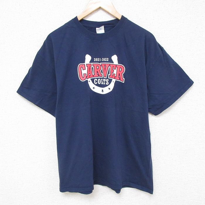 XL★古着 半袖 Tシャツ メンズ コルツ コットン クルーネック 紺 ネイビー 25jun21 中古