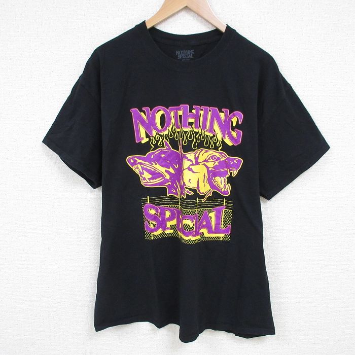 【50%OFF】XL★古着 半袖 Tシャツ メンズ 犬 コットン クルーネック 黒 ブラック 25jun21 中古