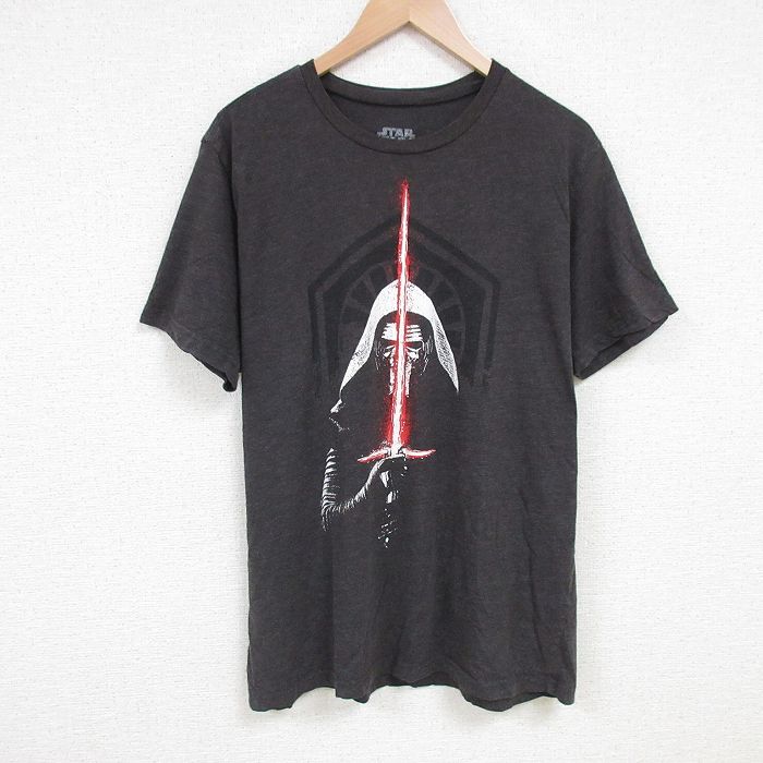 XL★古着 半袖 Tシャツ メンズ スターウォーズ STAR WARS カイロレン クルーネック 濃グレー 霜降り 25jun21 中古
