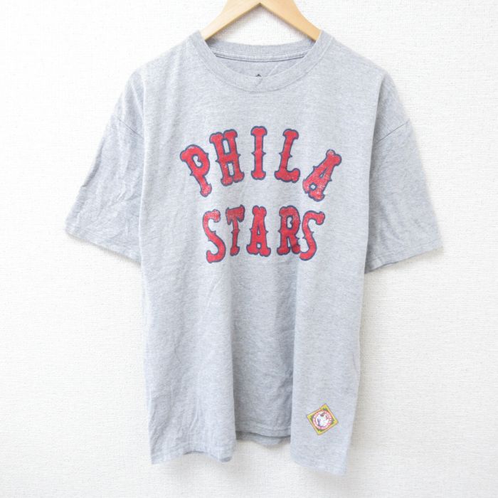 XL★古着 半袖 Tシャツ メンズ ニグロリーグ フィラデルフィアスターズ クルーネック グレー 霜降り 25jun20 中古