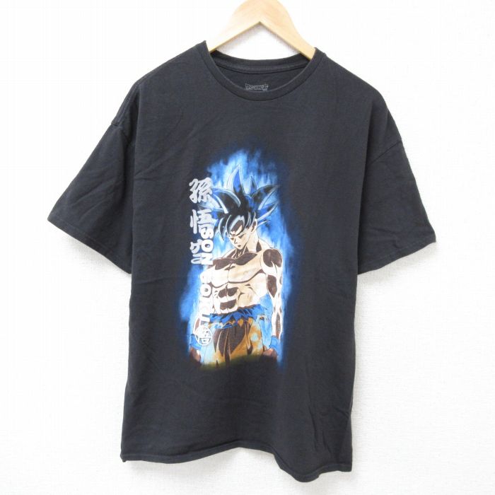 XL★古着 半袖 Tシャツ メンズ アニメ ドラゴンボール超 孫悟空 コットン クルーネック 黒 ブラック 25jun20 中古