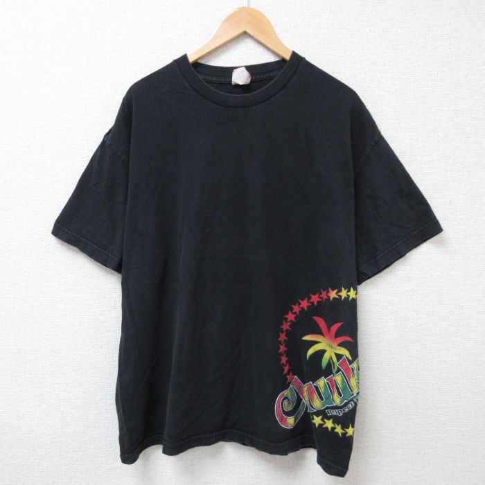 XL★古着 半袖 Tシャツ メンズ chuukese コットン クルーネック 黒 ブラック 25jun20 中古