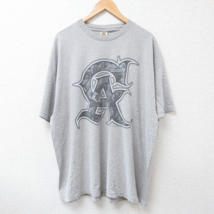 XL★古着 半袖 Tシャツ メンズ CA 大きいサイズ コットン クルーネック USA製 グレー 霜降り 25jun20 中古