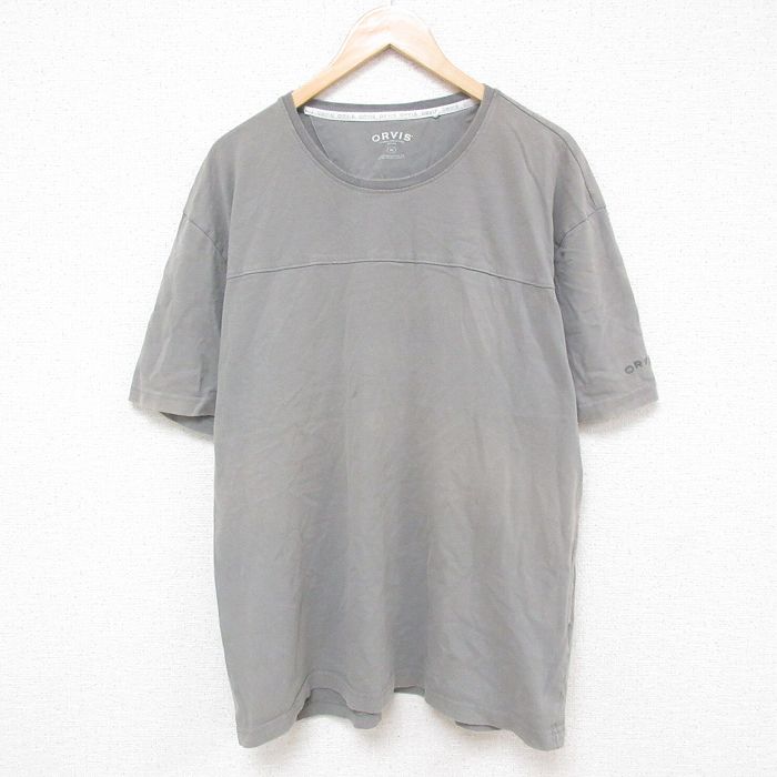XL★古着 オービス ORVIS 半袖 Tシャツ メンズ ワンポイントロゴ 大きいサイズ コットン クルーネック グレー 25jun20 中古