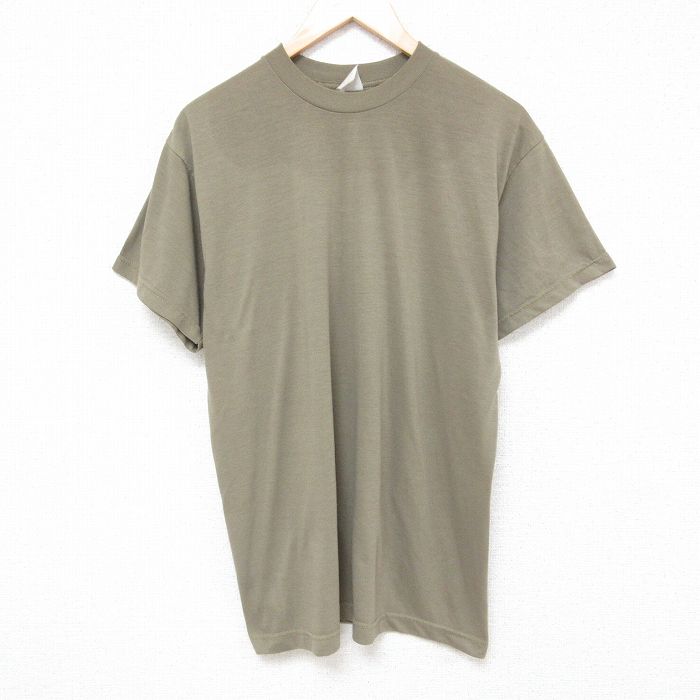 L★古着 半袖 Tシャツ メンズ ミリタリー 無地 クルーネック 緑 グリーン 25jun20 中古