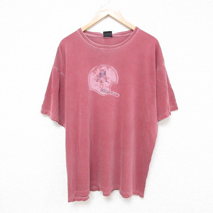 XL★古着 半袖 Tシャツ メンズ NFL ニューイングランドペイトリオッツ 大きいサイズ クルーネック 赤 レッド アメフトスーパーボウル 25jun20 中古
