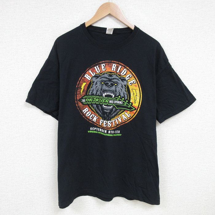 XL★古着 フルーツオブザルーム 半袖 Tシャツ メンズ ロック バンド ブルーリッジロックフェスティバル スリップノット コットン クルーネック 黒 ブラック 25jun24 中古