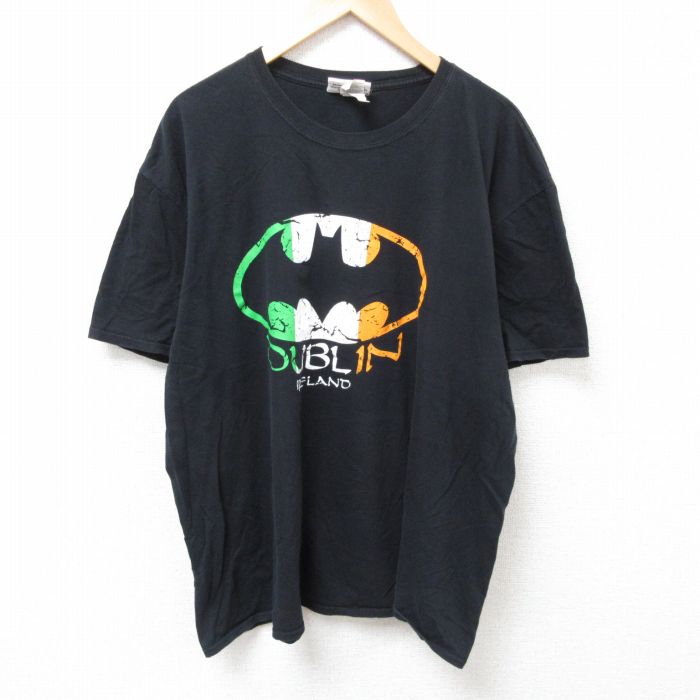 XL★古着 半袖 Tシャツ メンズ バットマン BATMAN アイルランド 大きいサイズ コットン クルーネック 黒 ブラック 25jun24 中古