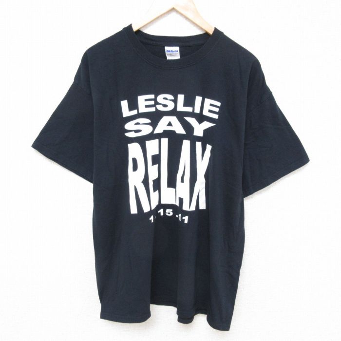 XL★古着 半袖 Tシャツ メンズ RELAX コットン クルーネック 黒 ブラック 25jun27 中古