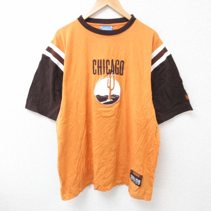 XL★古着 半袖 Tシャツ メンズ シカゴ 大きいサイズ コットン クルーネック オレンジ他 25jun27 中古