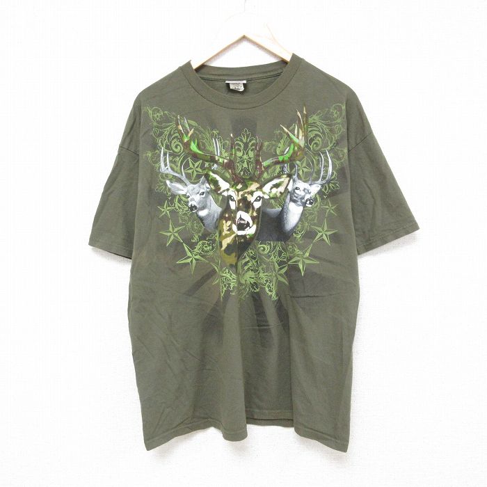 シカ 半袖Tシャツ グリーン XL | 古着