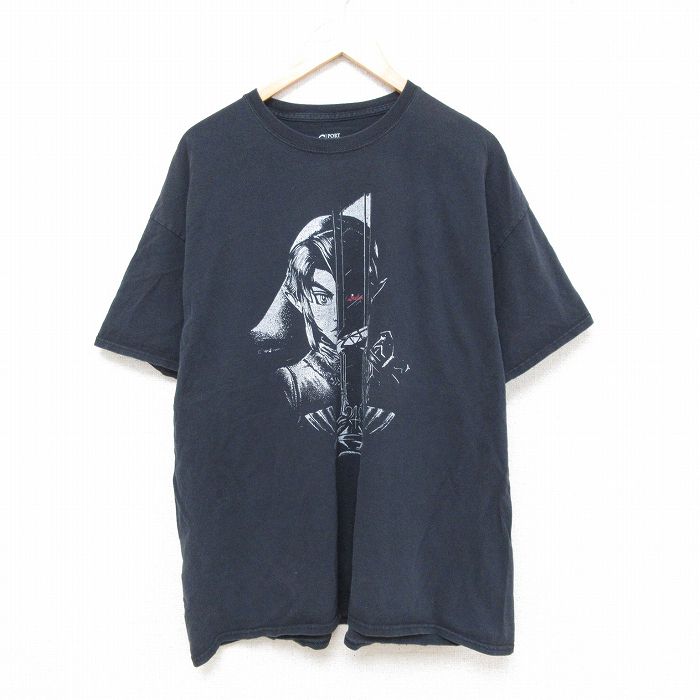【50%OFF】ゲーム ゼルダの伝説 半袖Tシャツ リンク ブラック XL | 古着
