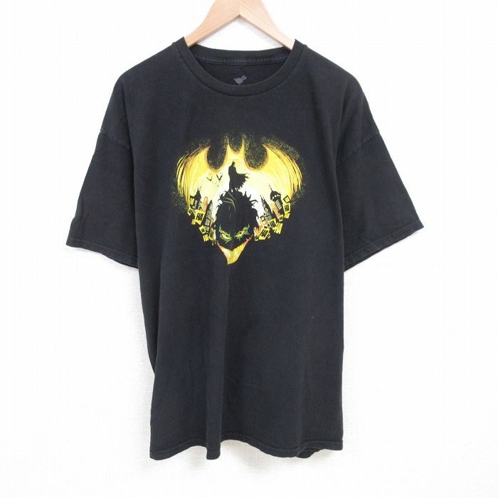 XL★古着 半袖 Tシャツ メンズ バットマン BATMAN 大きいサイズ コットン クルーネック 黒 ブラック 25jun27 中古
