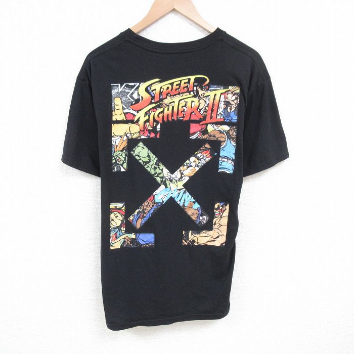 XL★古着 半袖 Tシャツ メンズ ゲーム ストリートファイター 大きいサイズ クルーネック 黒 ブラック 【spe】 25jun27 中古