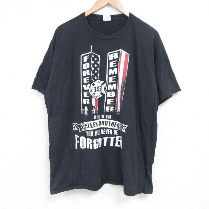 XL★古着 半袖 Tシャツ メンズ フォーエバー コットン クルーネック 黒 ブラック 25jun27 中古
