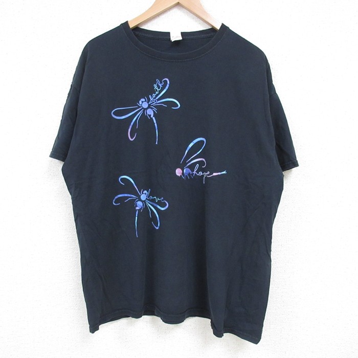 XL★古着 フルーツオブザルーム 半袖 Tシャツ メンズ トンボ コットン クルーネック 黒 ブラック 25jun27 中古