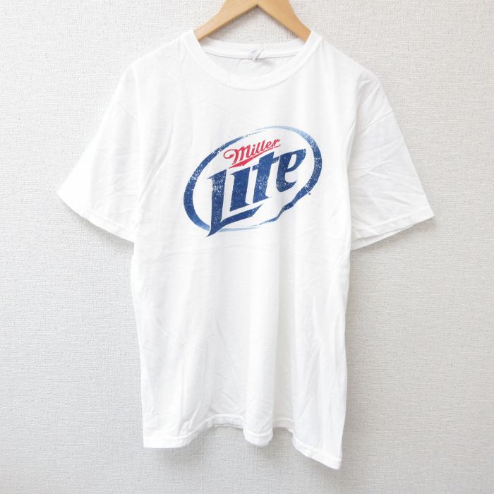 L★古着 半袖 Tシャツ メンズ ミラーライト コットン クルーネック 白 ホワイト 25jun28 中古