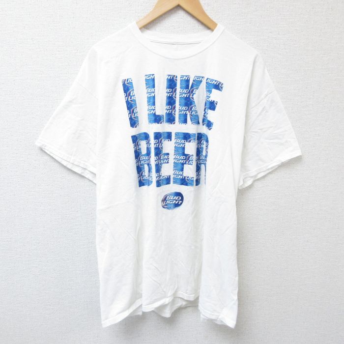 XL★古着 半袖 Tシャツ メンズ バドライト 大きいサイズ コットン クルーネック 白 ホワイト 25jun28 中古