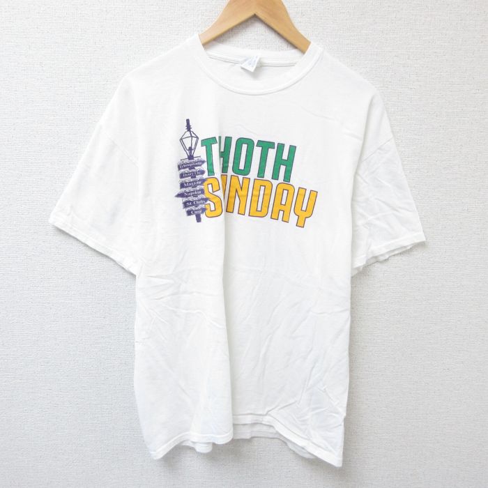 XL★古着 半袖 Tシャツ メンズ THOTH コットン クルーネック 白 ホワイト 25jun28 中古