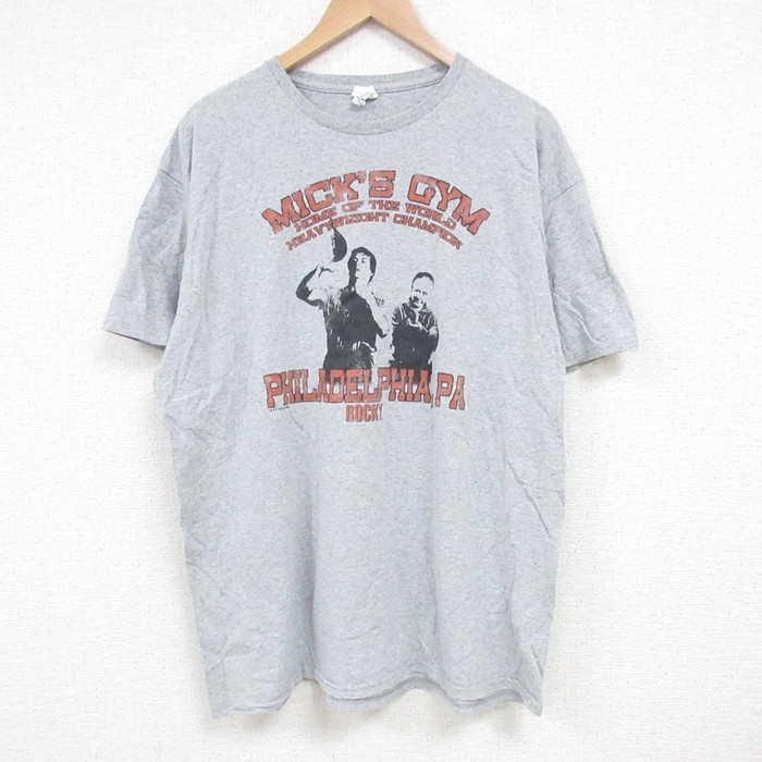 XL★古着 半袖 Tシャツ メンズ 映画 ロッキー クルーネック グレー 霜降り 25jun28 中古