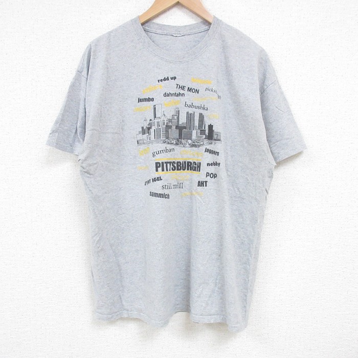 グレー霜降り半袖Tシャツ ピッツバーグ XL | 古着