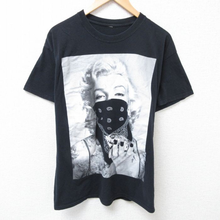 L★古着 半袖 Tシャツ メンズ マリリンモンロー クルーネック 黒 ブラック 25jul02 中古