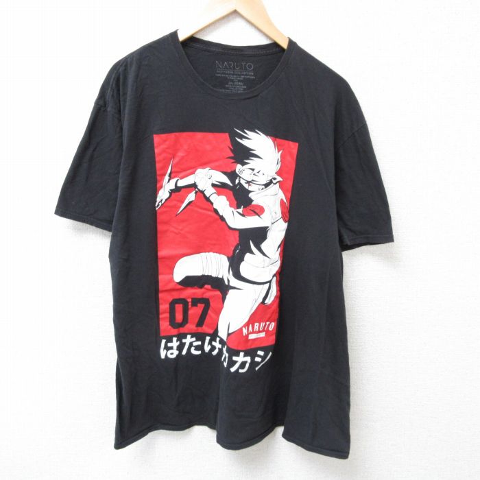 ナルト疾風伝 半袖Tシャツ はたけカカシ ブラック XL | 古着