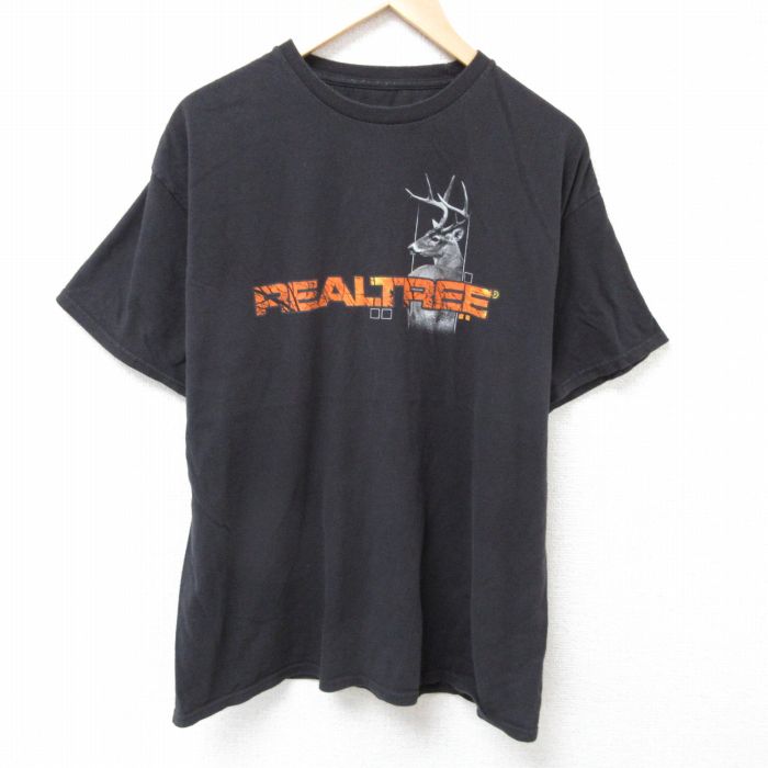 【50%OFF】リアルツリー 半袖Tシャツ シカ ブラック XL | 古着