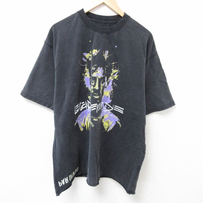 XL★古着 半袖 Tシャツ メンズ レジェンド 大きいサイズ クルーネック 黒 ブラック 25jul02 中古