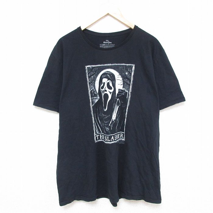 【50%OFF】XL★古着 半袖 Tシャツ メンズ ホラー映画 スクリーム コットン クルーネック 黒 ブラック 【spe】 25jul03 中古