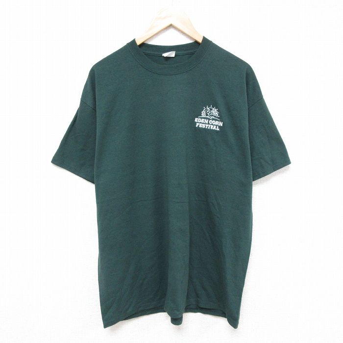 XL★古着 半袖 Tシャツ メンズ EDEN クルーネック 緑 グリーン 25jul03 中古
