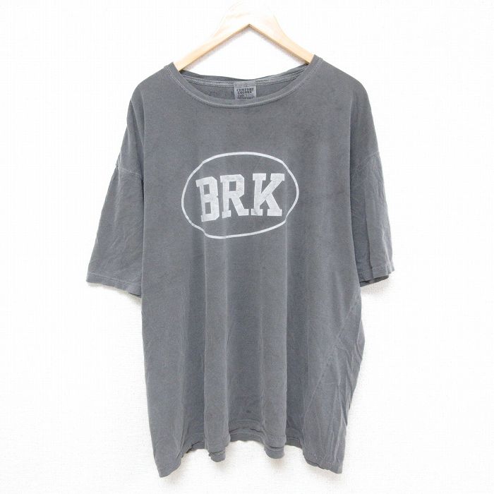 XL★古着 半袖 Tシャツ メンズ BRK 大きいサイズ コットン クルーネック グレー 25jul03 中古