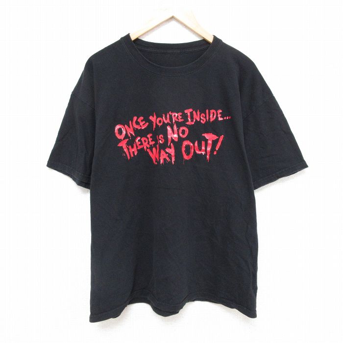 XL★古着 半袖 Tシャツ メンズ ホラーナイト WAY OUT クルーネック 黒 ブラック 25jul03 中古