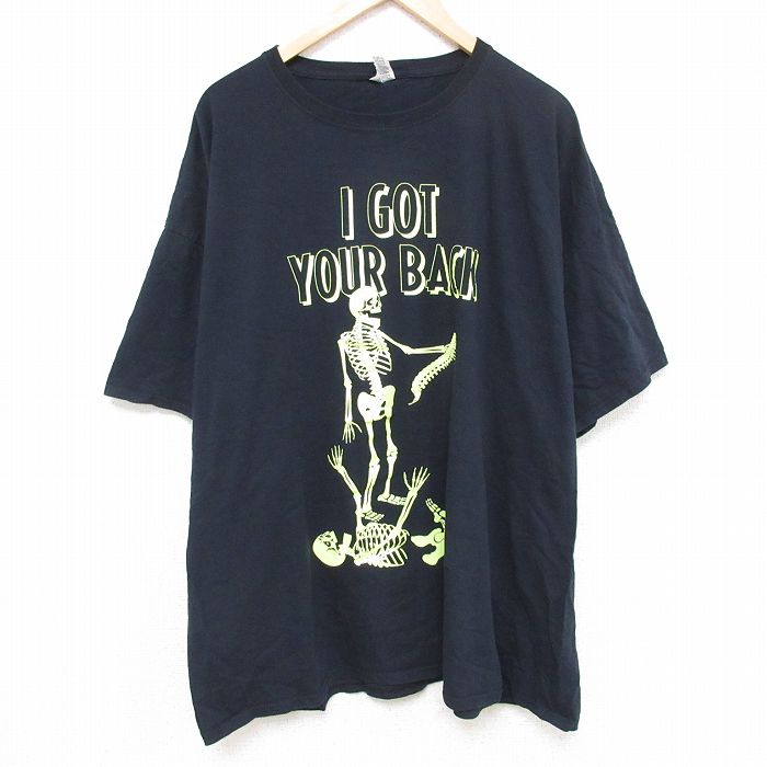 XL★古着 フルーツオブザルーム 半袖 Tシャツ メンズ スケルトン 大きいサイズ コットン クルーネック 黒 ブラック 25jul03 中古