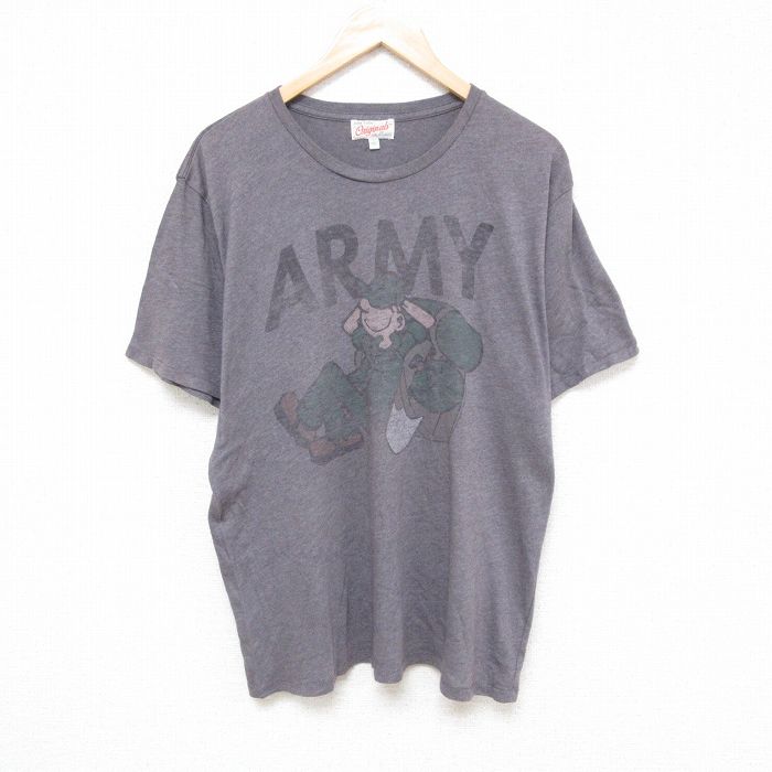 L★古着 ジャンクフード JUNK FOOD 半袖 Tシャツ メンズ アーミー ARMY クルーネック USA製 グレー 霜降り 25jul03 中古