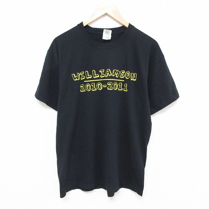 【50%OFF】L★古着 半袖 Tシャツ メンズ WILLIAMSON クルーネック 黒 ブラック 25jul03 中古
