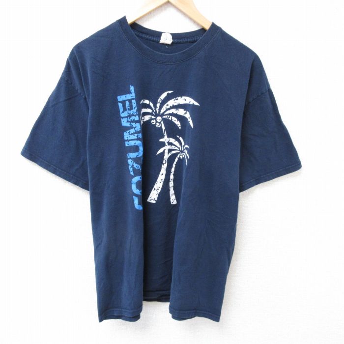 半袖Tシャツ ヤシの木 ネイビー XL | 古着