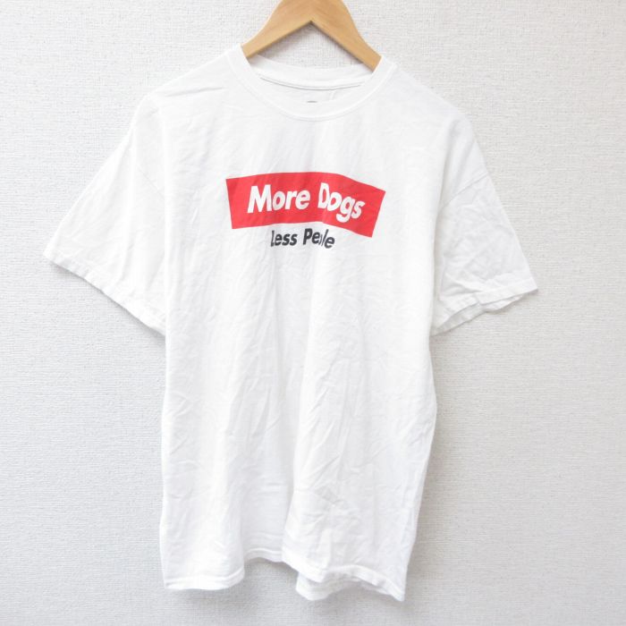 XL★古着 半袖 Tシャツ メンズ More Dogs コットン クルーネック 白 ホワイト 25jul03 中古