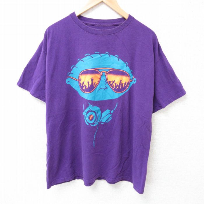XL★古着 半袖 Tシャツ メンズ ファミリーガイ ステューウィー コットン クルーネック 紫 パープル 25jul03 中古