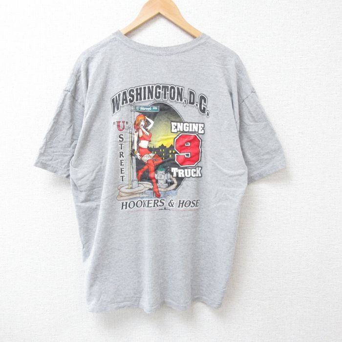 【50%OFF】XL★古着 半袖 Tシャツ メンズ ワシントンDC 大きいサイズ クルーネック グレー 霜降り 25jul04 中古