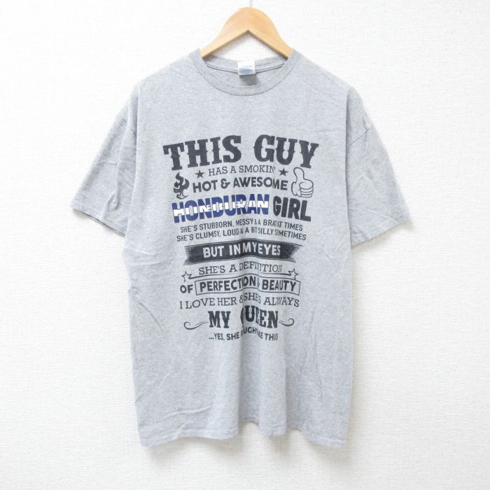 XL★古着 半袖 Tシャツ メンズ THIS GUY クルーネック グレー 霜降り 25jul04 中古