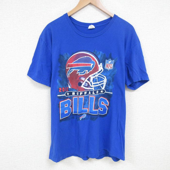 XL★古着 半袖 Tシャツ メンズ NFL バッファロービルズ コットン クルーネック 青 ブルー アメフト スーパーボウル 25jul04 中古