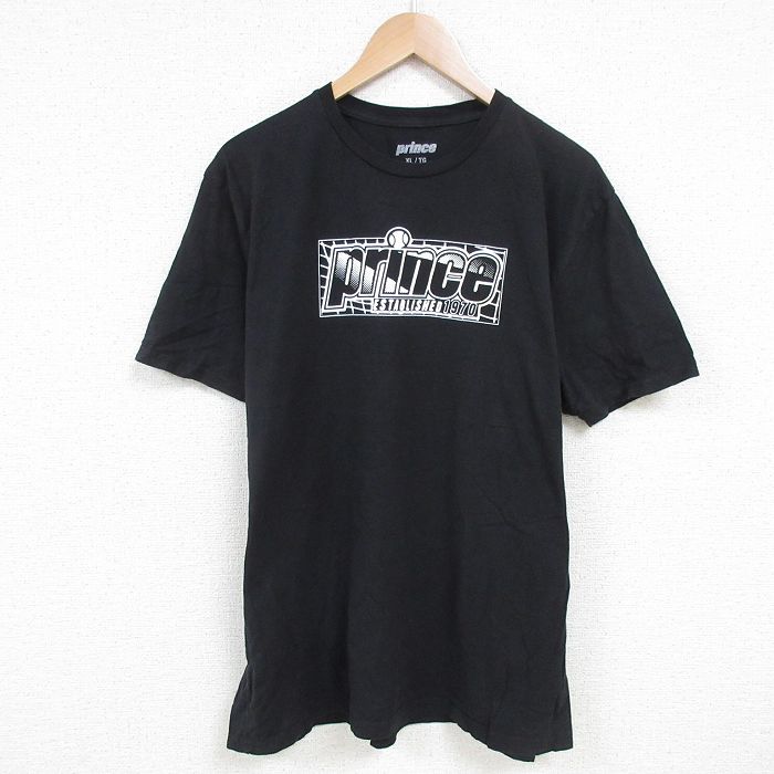 XL★古着 半袖 Tシャツ メンズ prince コットン クルーネック 黒 ブラック 25jul04 中古