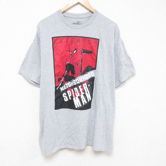 マーベル スパイダーマン 半袖Tシャツ グレー XL | 古着