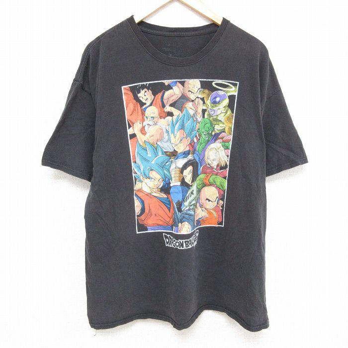 XL★古着 半袖 Tシャツ メンズ アニメ ドラゴンボール超 大きいサイズ クルーネック 黒 ブラック 25jul07 中古